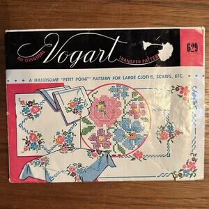 NEW Vintage Vogart Embroidery Transfer Patterns #629 for Large Cloths Scarfs